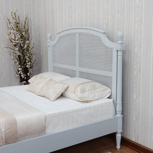 Clarissa Rattan Bed with Low Footboard - Light Grey