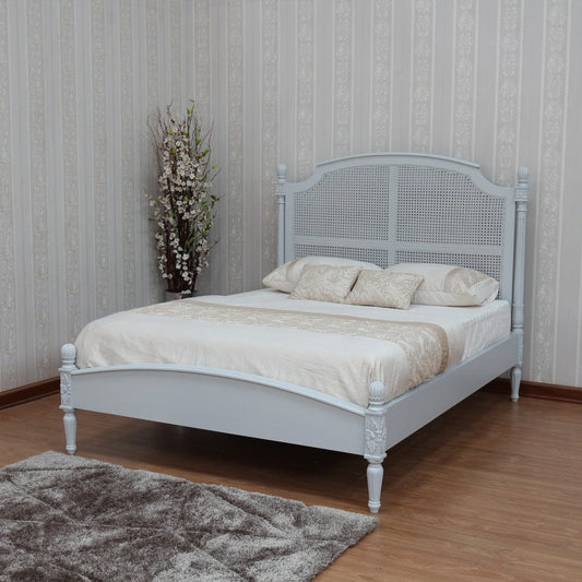 Clarissa Rattan Bed with Low Footboard - Light Grey