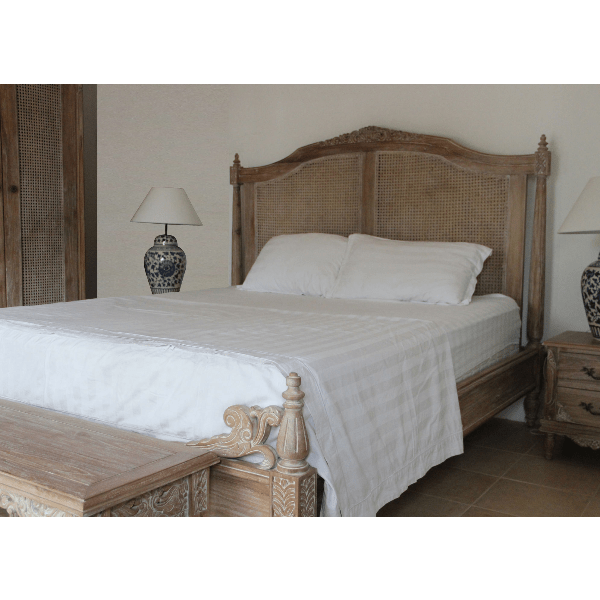 Belle French Weathered Rattan Bed Frame