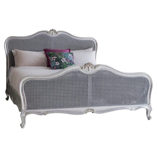 Coco Silver French Rattan Bed Frame