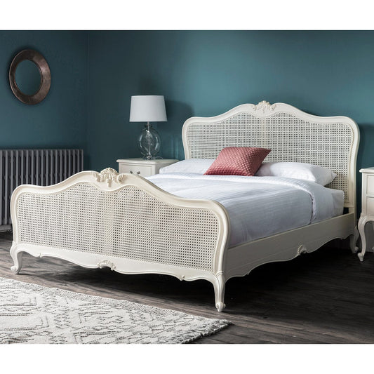 Coco Vanilla White French Rattan Bed