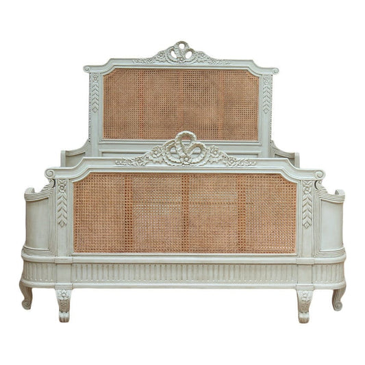 Antoinette French Rattan Bed Frame - Powder Blue