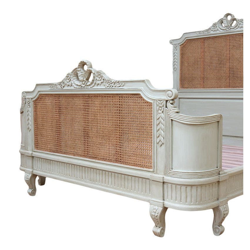 Antoinette French Rattan Bed Frame - Powder Blue