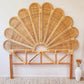 Floral Peacock Handcrafted Wicker Rattan Headboard - Ready to Ship