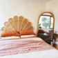 Floral Peacock Handcrafted Wicker Rattan Headboard - Ready to Ship