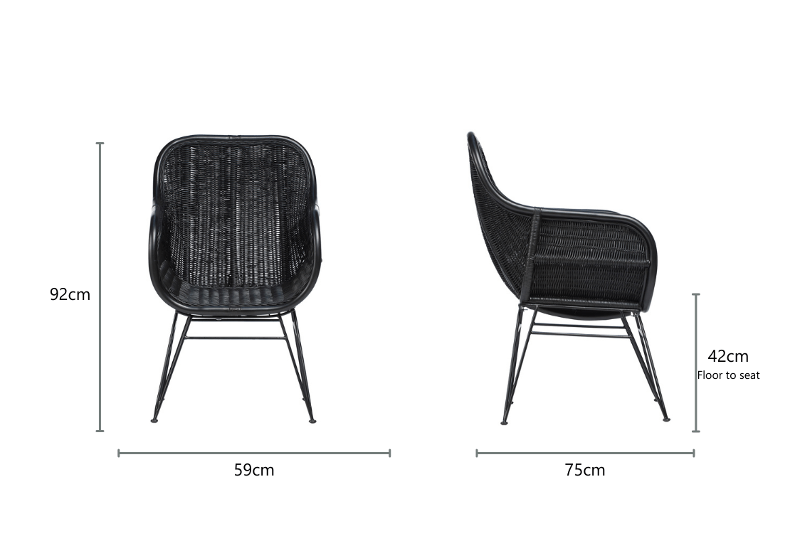 Black Porto Rattan Occasional Chair