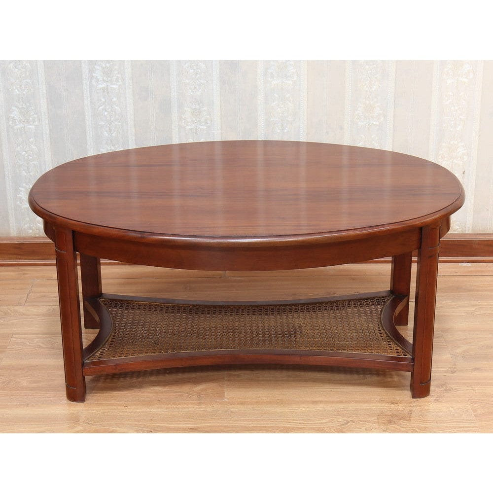 Hemingway Oval Coffee Table with Rattan Base