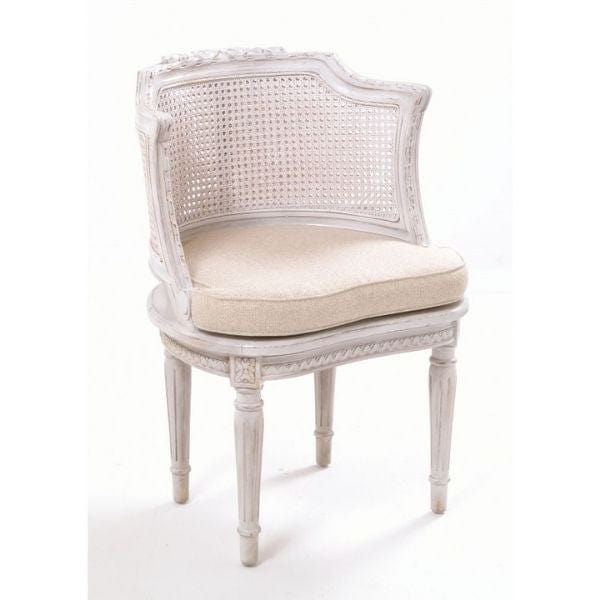 French Antique White Rattan Chair