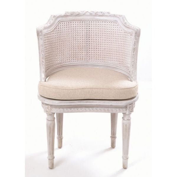 French Antique White Rattan Chair